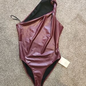 One-Shoulder Metallic Bodysuit